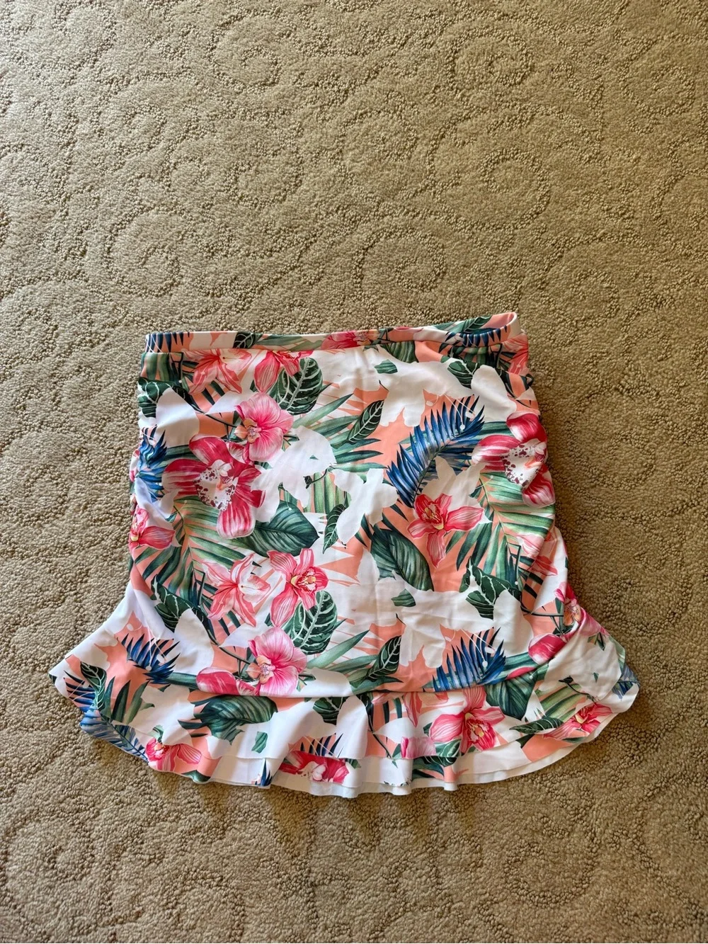 TWO PIECE Tropical Floral Off-Shoulder Bikini  - Pink & Green